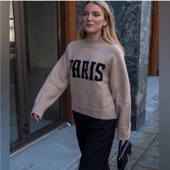 Anine Bing Kendrick Wool Cashmere Blend Crewneck Sweater Camel NEW with tags - Picture 11 of 13